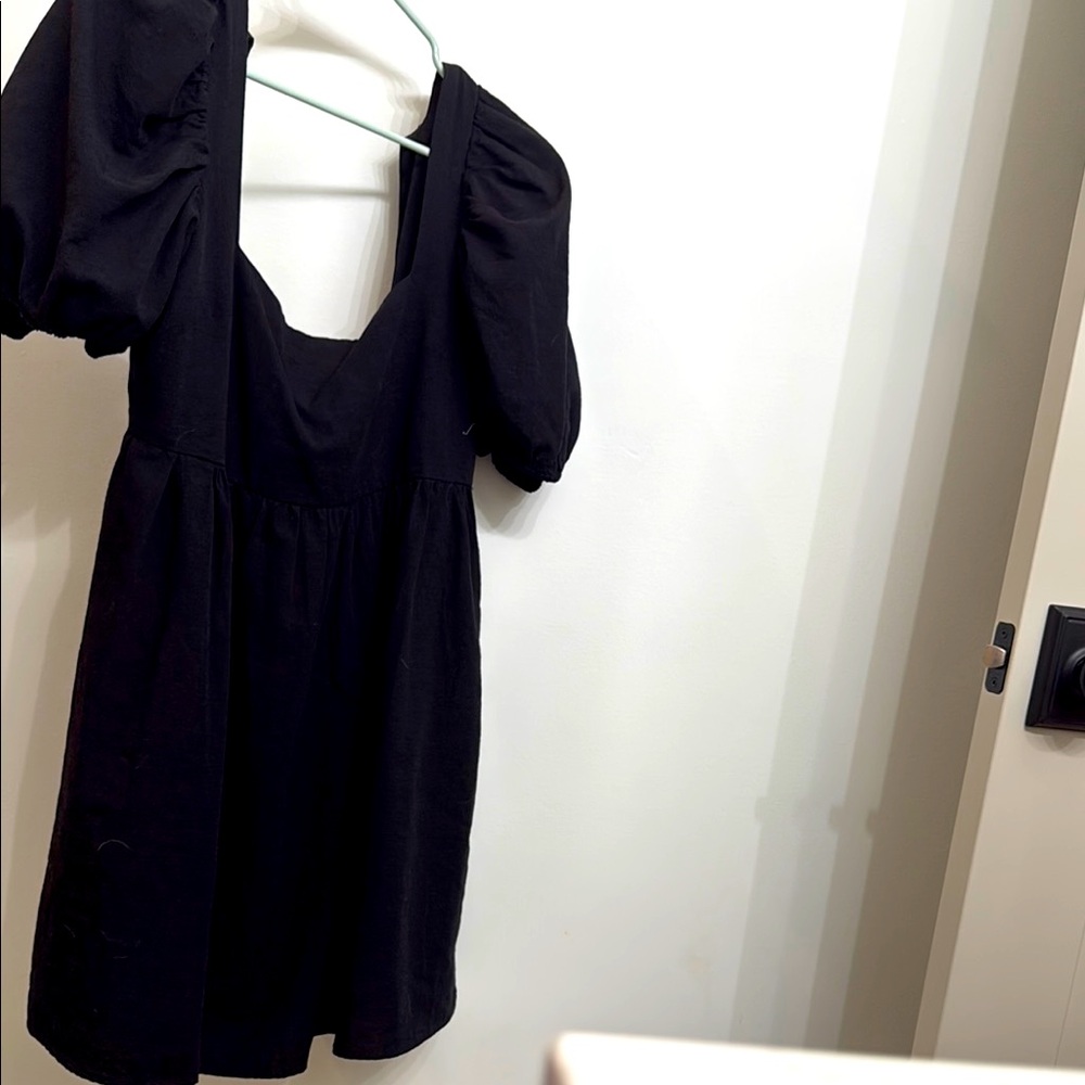 Altar'd State Charcoal Dress with Puff Sleeves